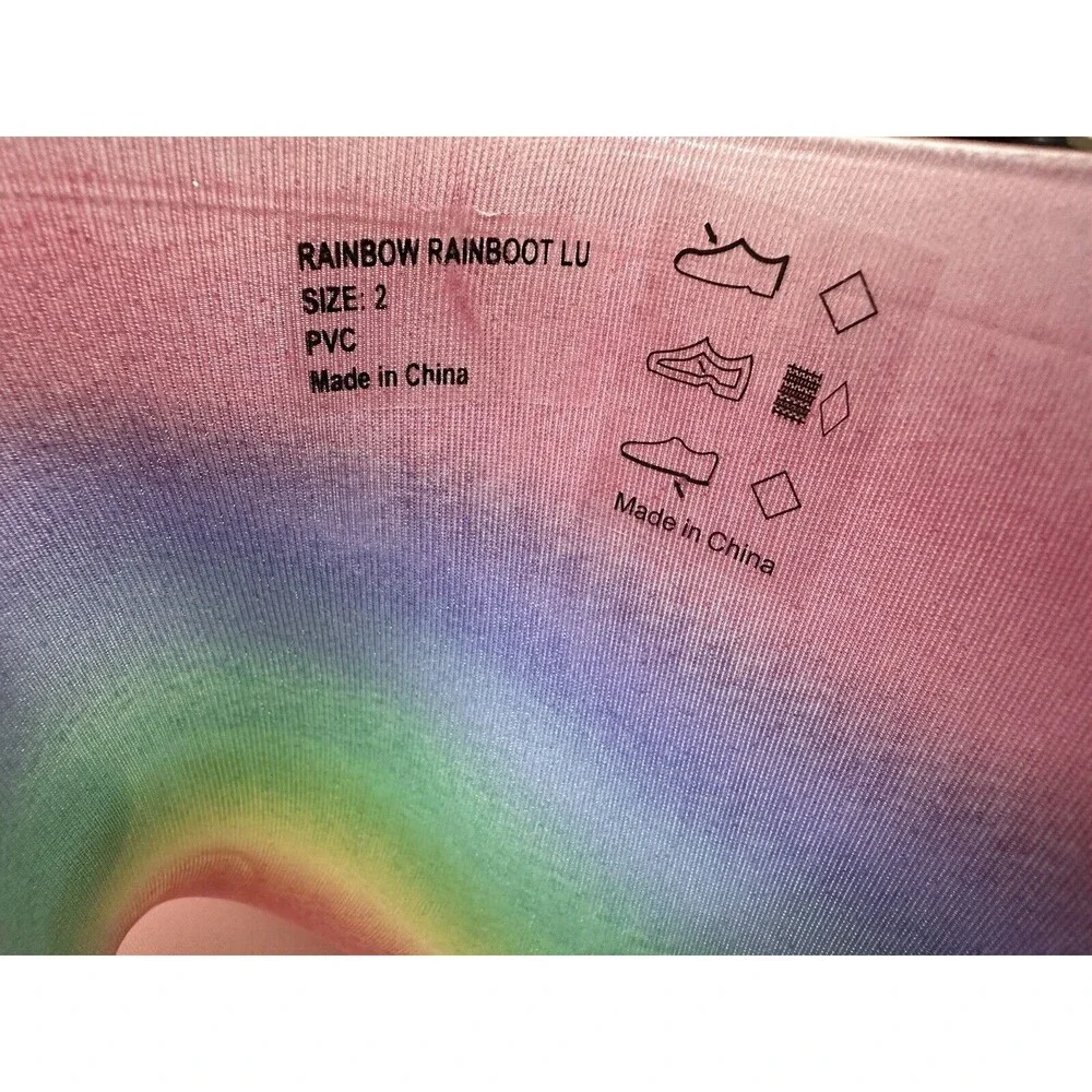 Olive & Edie rainbow rainboot LU Youth Size 2 Waterproof (PVC)